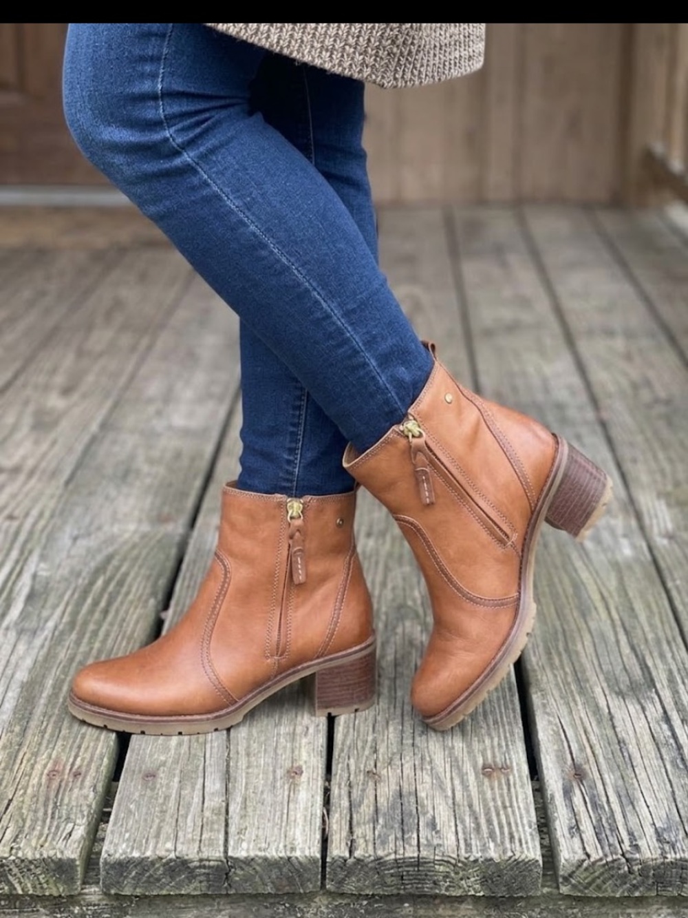 PIKOLINOS~ NWOB! Cognac Leather Block Heel Ankle Boots